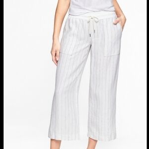 Athleta Stripe Bali Linen Crop sea side silver grey size 6
